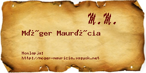 Móger Maurícia névjegykártya